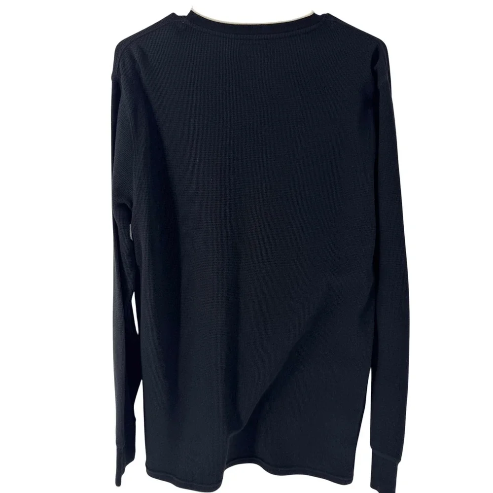 Polo Ralph Lauren Mens Navy Blue Waffle Knit V-Neck Thermal Shirt Size Medium